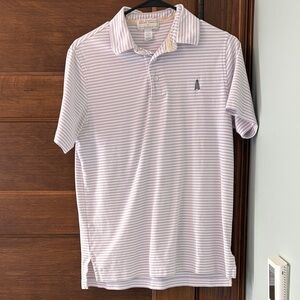 The Beaufort Bonnet Company Lavender and White Striped Polo
